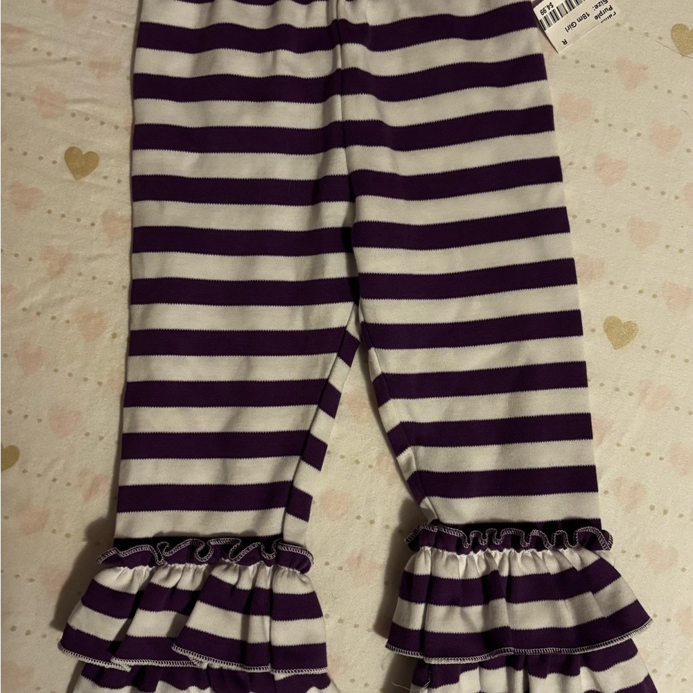Child’s Purple and White Striped Ruffle Pants